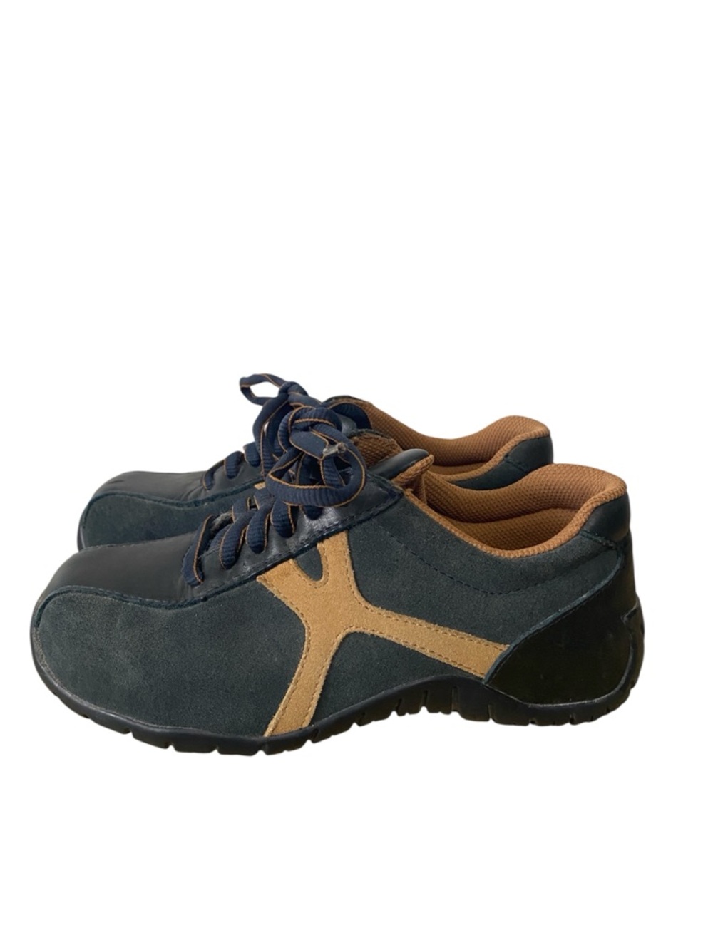 Terra work safety toe sneaker shoes Navy and Tan Casual Lace-Up Shoes 6